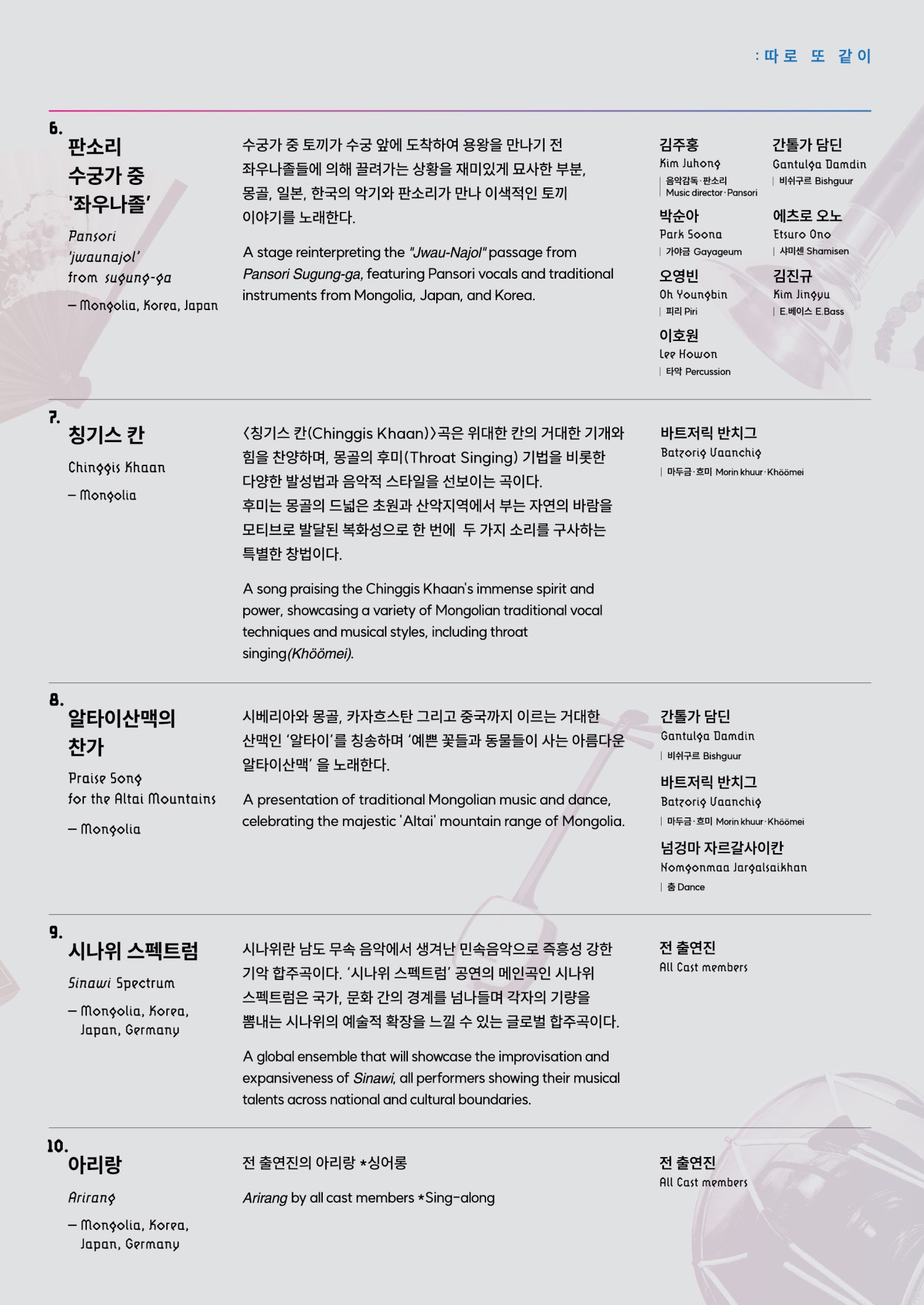 시나위 스펙트럼 따로 또 같이 소개이미지