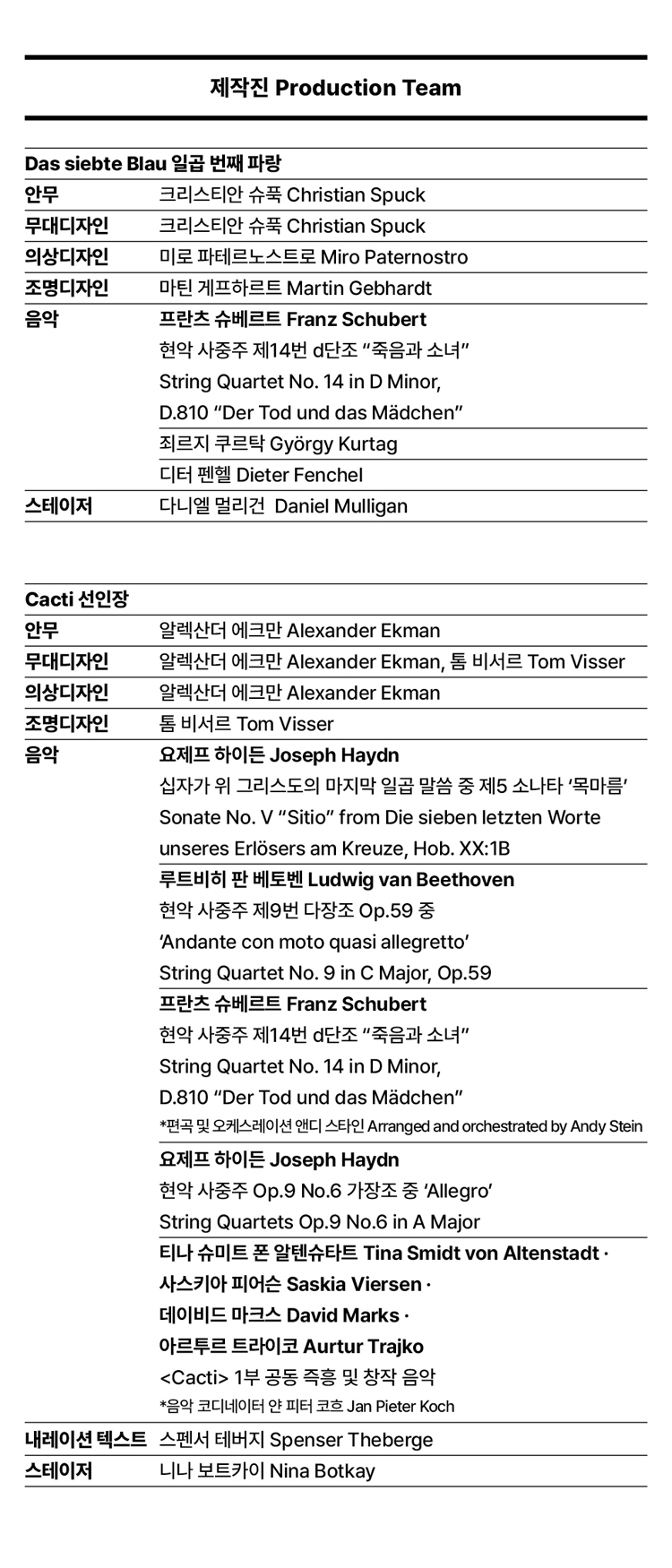 서울시발레단 더블 빌 죽음과 소녀 소개이미지