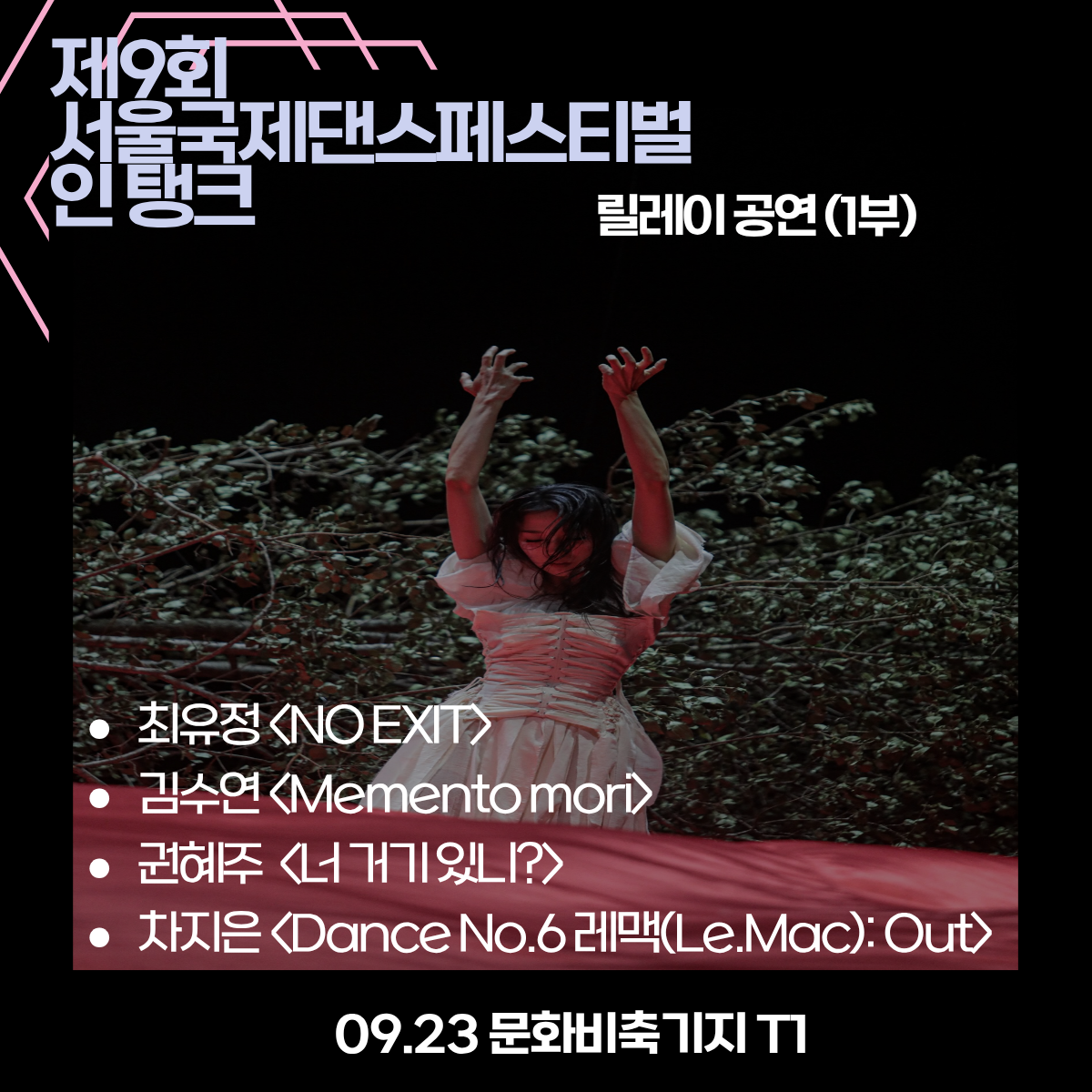 제9회 서울국제댄스페스티벌 인 탱크, 릴레이 공연 1부 (09.23) 상세 이미지
