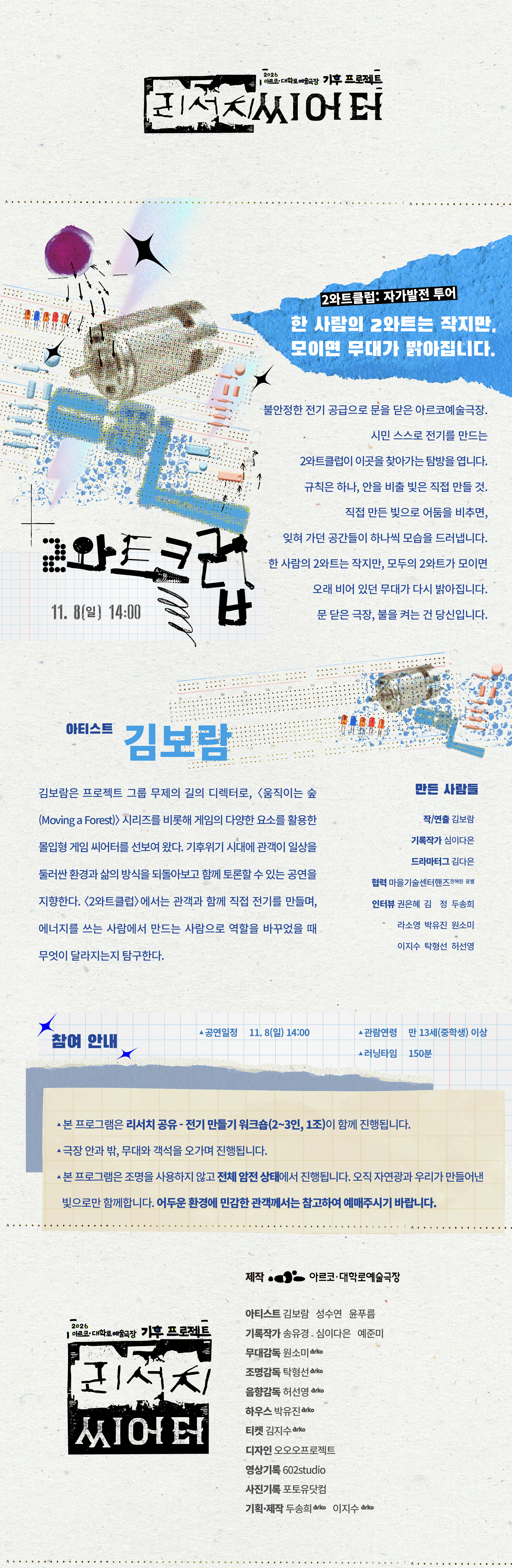 아르코 대학로예술극장 기후 프로젝트, 리서치 씨어터: 산의 몸, 버그러브, 2와트클럽 상세 안내 3